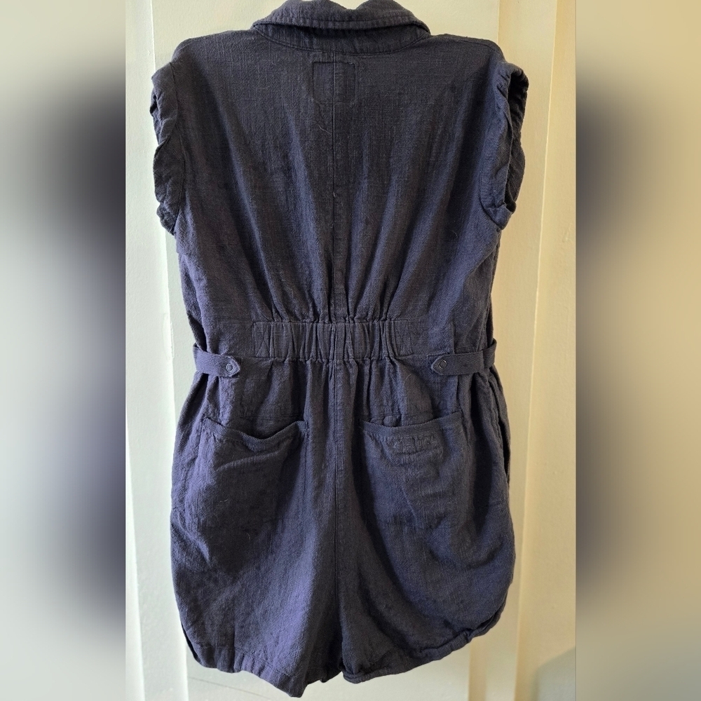 Rip Curl Blue Button-Up Women's Romper Shortsleeve - Picture 6 of 6